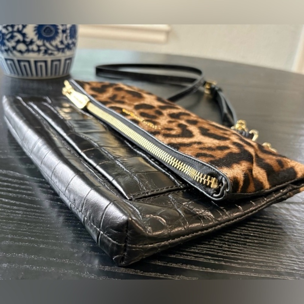 Michael Kors Calf Hair and Black Croc Print Crossbody bag clutch - Picture 6 of 12
